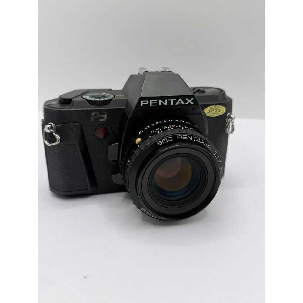 Pentax P3 35mm SLR Film Camera w/ SMC Pentax-A 50mm f/1.7 Lens Tested Powers On
